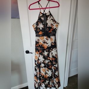 SHEIN black/orange floral maxi dress